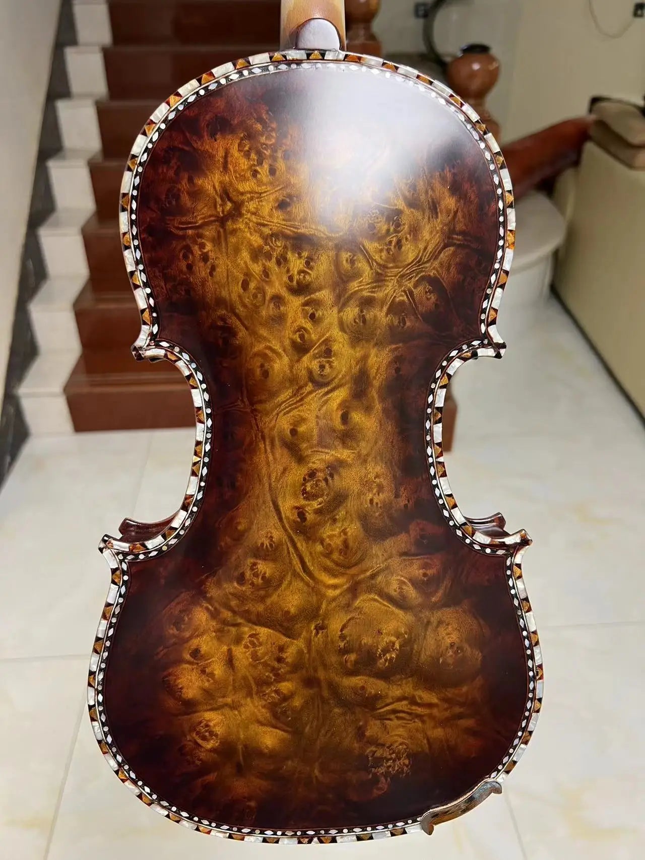 Strad style SONG master bird's eye inlay shell 4/4 violin,sound clear #15866