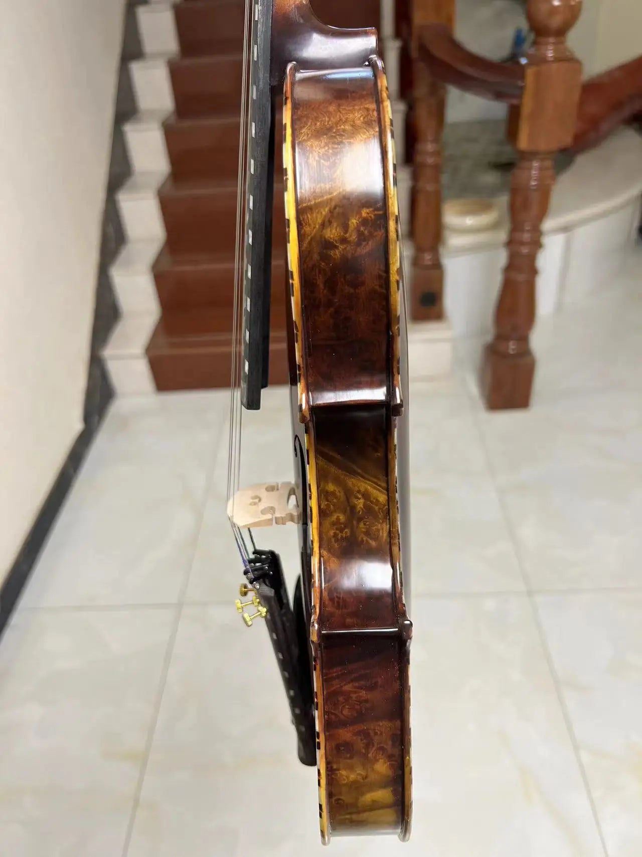 Strad style SONG master bird's eye inlay shell 4/4 violin,sound clear #15866
