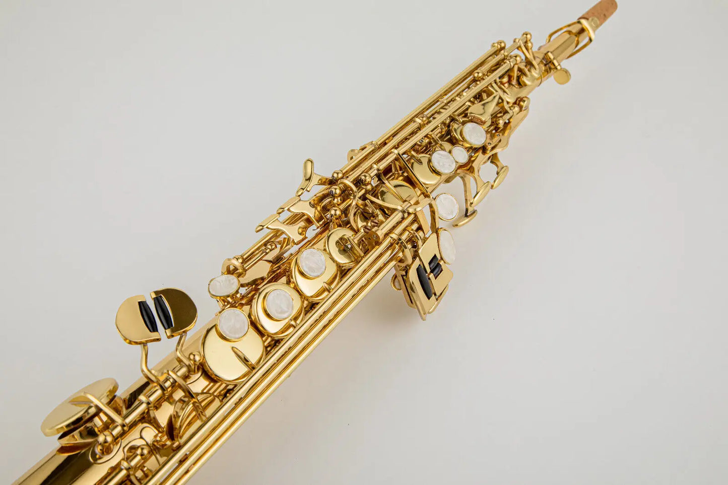 Straight Soprano Saxophone Gold Lacquer Bb Sax with High F#