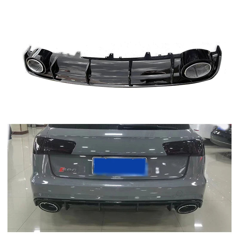 Style Carbon Fiber Lip Side Rocker Winglet Splitters Flaps With Pipe For  A6l With Rs6