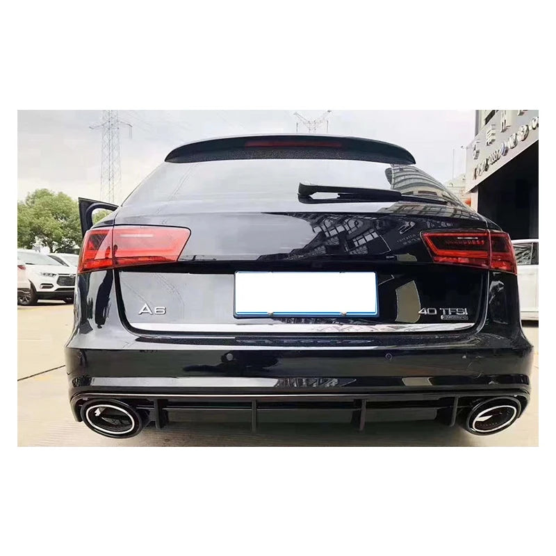 Style Carbon Fiber Lip Side Rocker Winglet Splitters Flaps With Pipe For  A6l With Rs6