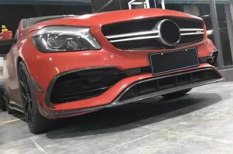 Suitable for W176 front bumper carbon fiber Head shovel lower lip air knife is suitable for  A-class modification.