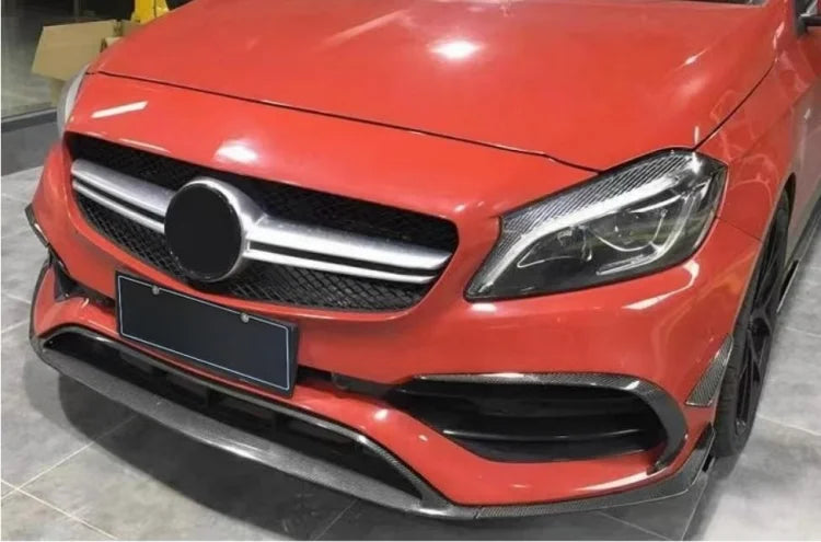 Suitable for W176 front bumper carbon fiber Head shovel lower lip air knife is suitable for  A-class modification.