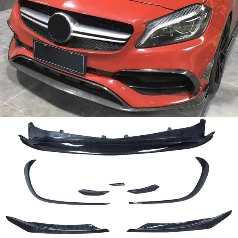 Suitable for W176 front bumper carbon fiber Head shovel lower lip air knife is suitable for  A-class modification.