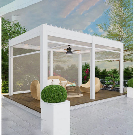 Sunshade Waterproof Motorized Louver Roof Outdoor Gazebo Aluminum Pergola