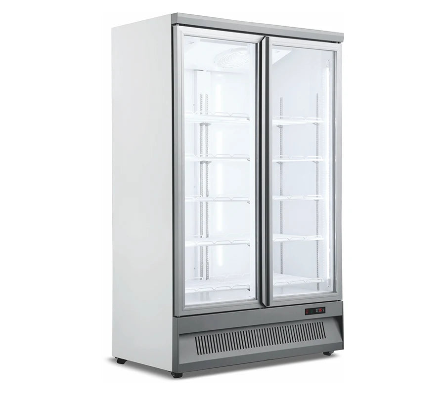 Supermarket Showcase Refrigerators Commercial upright double glass door beverage display