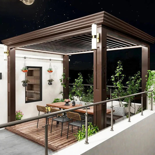 Swimming pool sun protection rest essential outdoor aluminum alloy flipping louver pavilion
