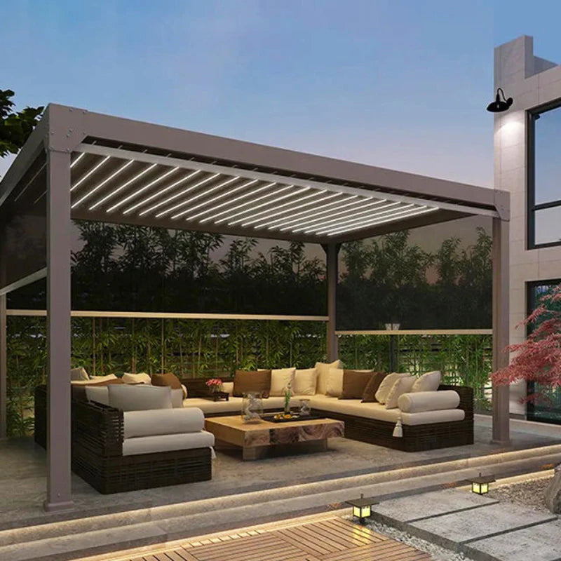 Swimming pool sun protection rest essential outdoor aluminum alloy flipping louver pavilion