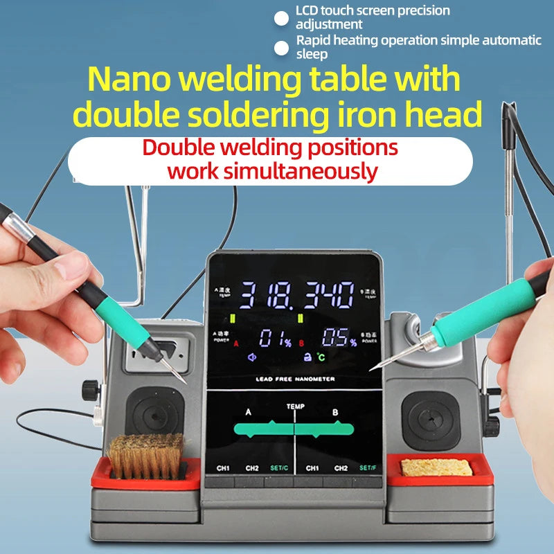 T3602 Welding Equipment Nano Welding Table With C210 Double Soldering Head Double Station Electric Soldering Iron Speed Worker