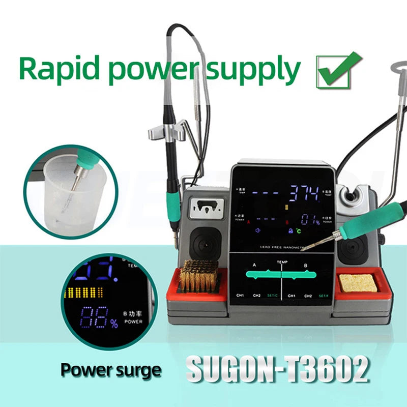 T3602 Welding Equipment Nano Welding Table With C210 Double Soldering Head Double Station Electric Soldering Iron Speed Worker