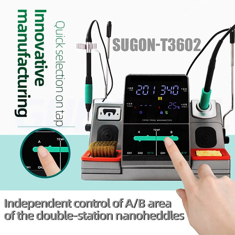 T3602 Welding Equipment Nano Welding Table With C210 Double Soldering Head Double Station Electric Soldering Iron Speed Worker