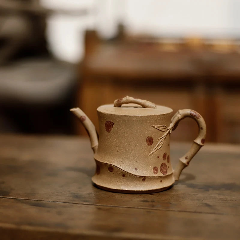 Teapot Yixing Bionic Purple Clay Teapot Handmade Single Teapot Segment Mud Bamboo Pot Chinese Household Tea Brewing Purple Clay