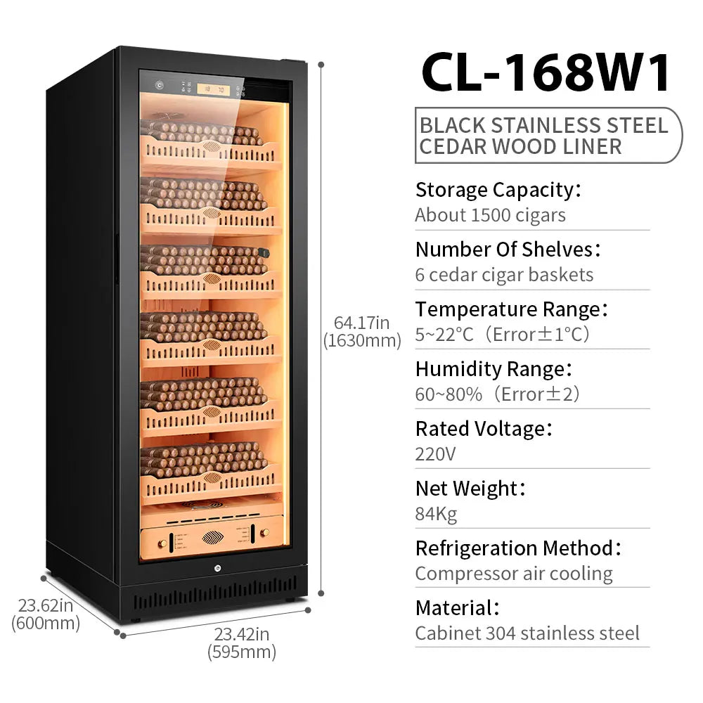 Technical Cigar Humidor Cedar Wood Moisturizing Cabinet Constant Temperature Humidity Air-cooled Frostless Refrigerator 168W1