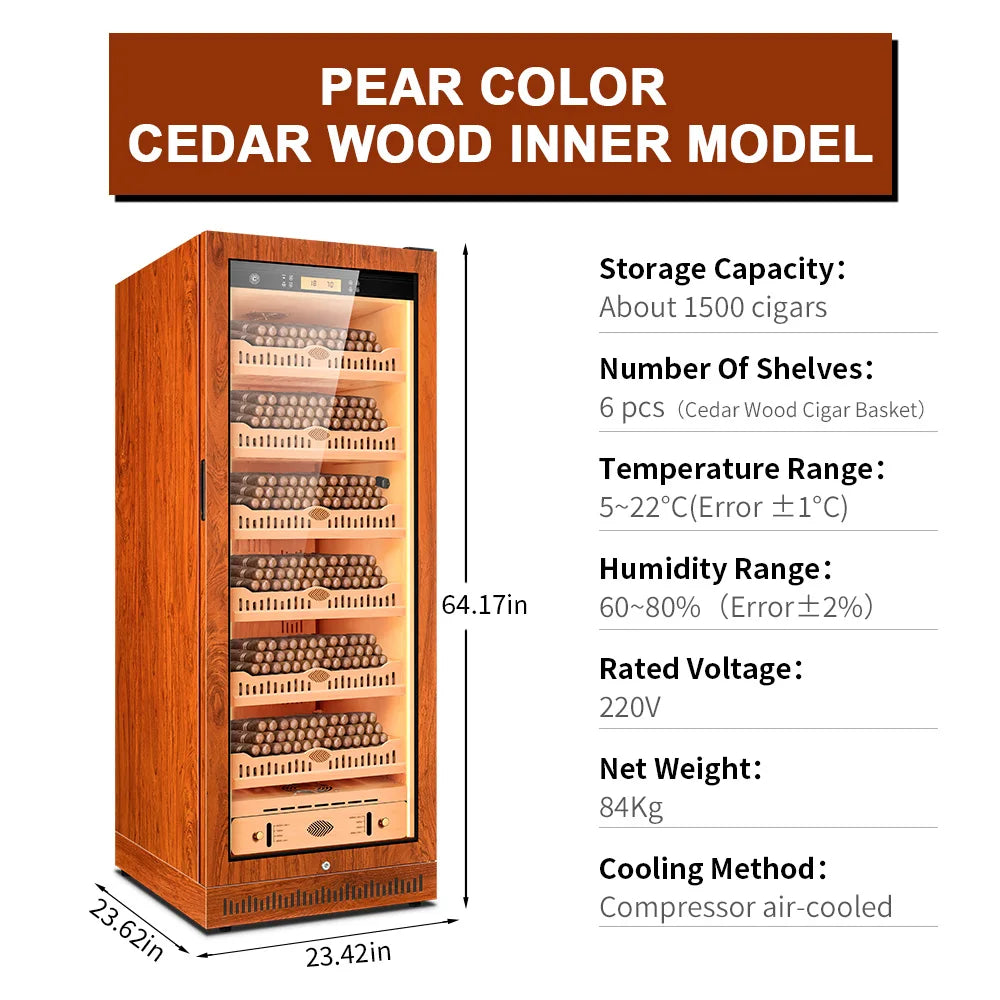 Technical Cigar Humidor Cedar Wood Moisturizing Cabinet Constant Temperature Humidity Air-cooled Frostless Refrigerator 168W1