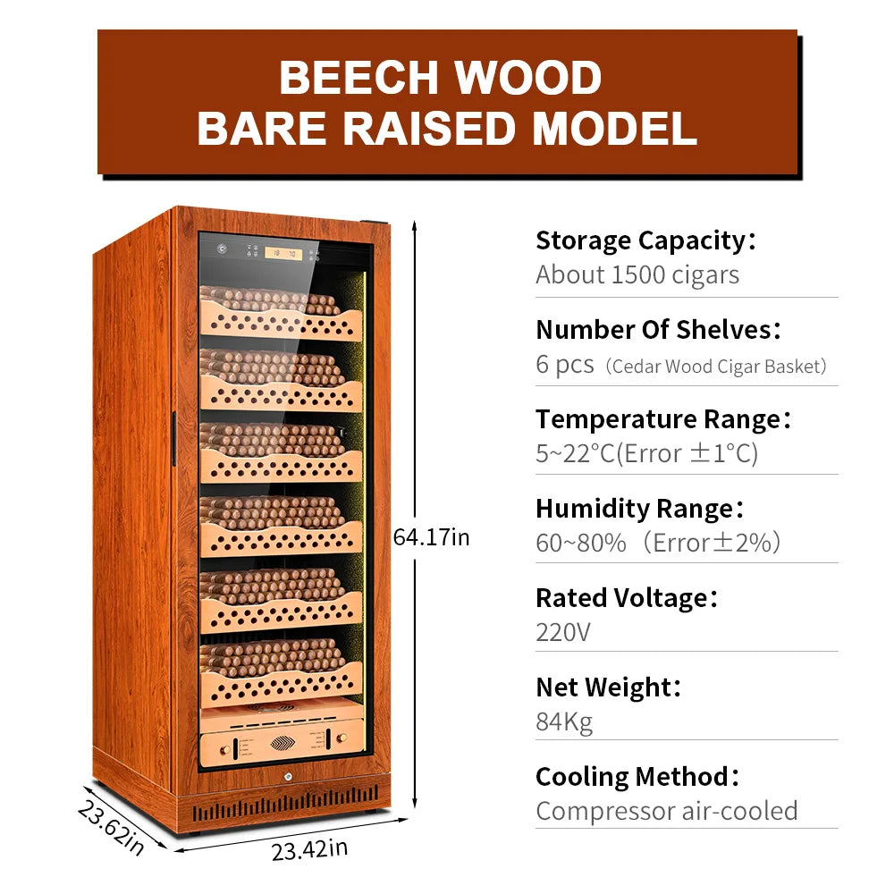 Technical Cigar Humidor Cedar Wood Moisturizing Cabinet Constant Temperature Humidity Air-cooled Frostless Refrigerator 168W1