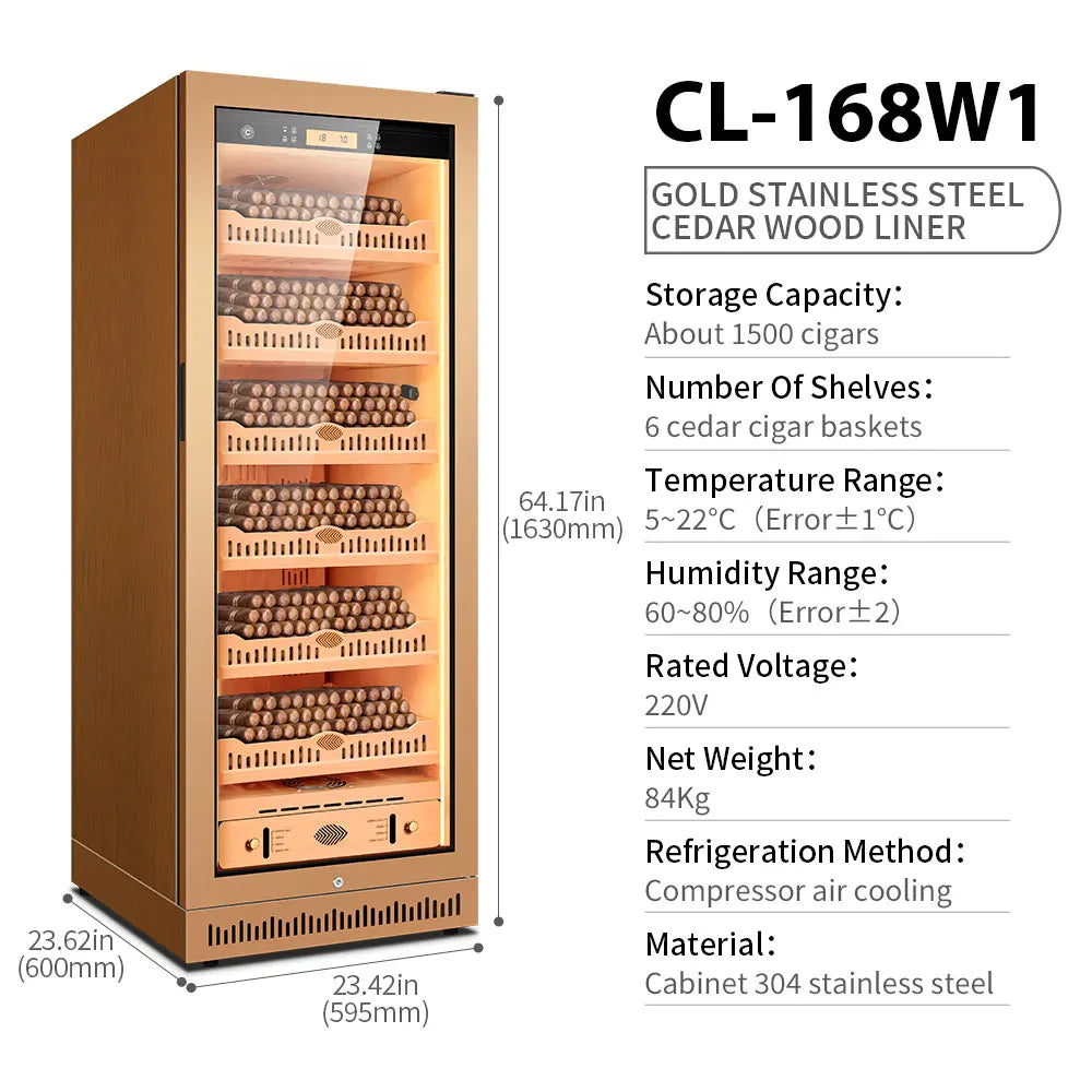 Technical Cigar Humidor Cedar Wood Moisturizing Cabinet Constant Temperature Humidity Air-cooled Frostless Refrigerator 168W1