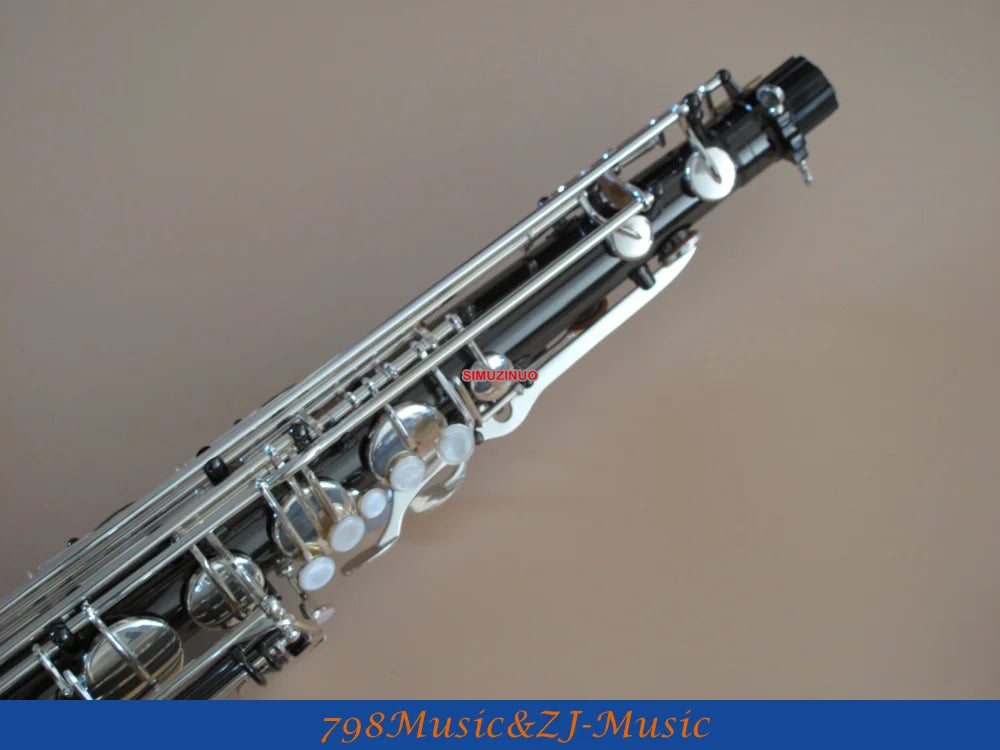 Tenor Sax saxophone Natural abalone shell With Case Silver and Black Nickel