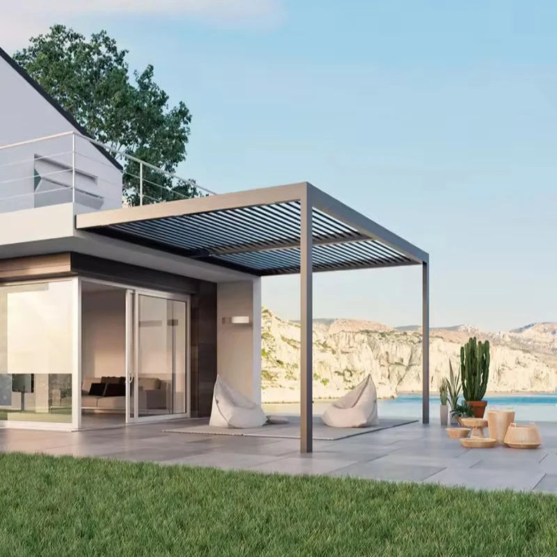 Terrace With Sliding Doors Outdoor Aluminium Waterproof Patio Pergola