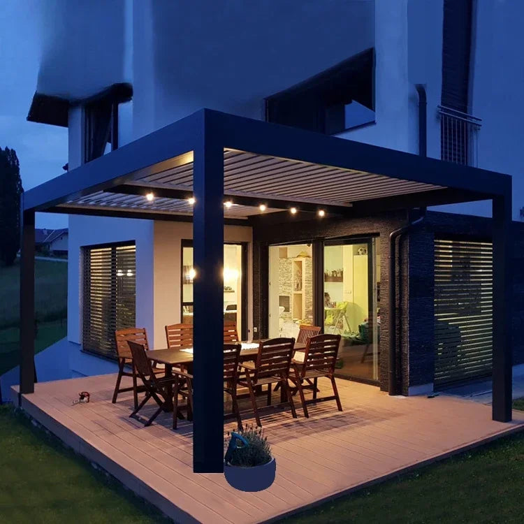 Tetto apribile per esterni personalizzato 5x5m tetto per terrazza automatizzato impermeabile sistemi di lamelle per pergola