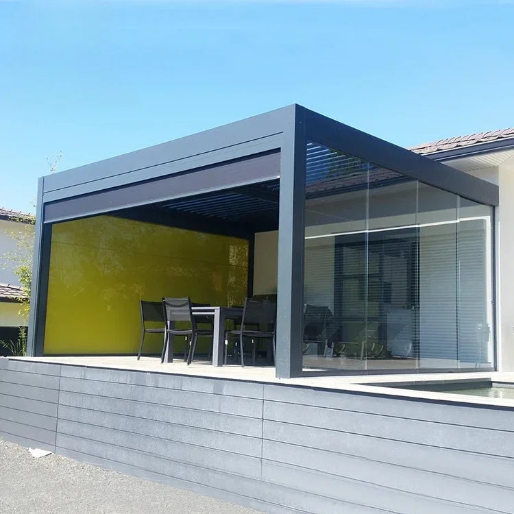 Tetto apribile per esterni personalizzato 5x5m tetto per terrazza automatizzato impermeabile sistemi di lamelle per pergola