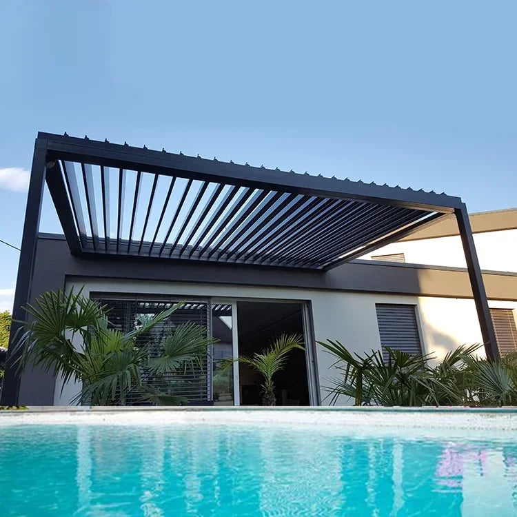 Tetto apribile per esterni personalizzato 5x5m tetto per terrazza automatizzato impermeabile sistemi di lamelle per pergola