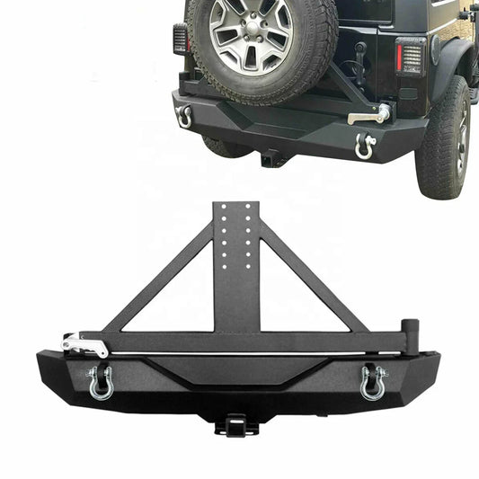 Textured Black Car Rear Bumpers With Tire Carrier For Wrangler JK 2007-2017