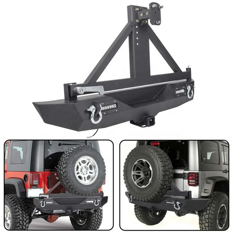 Textured Black Car Rear Bumpers With Tire Carrier For Wrangler JK 2007-2017