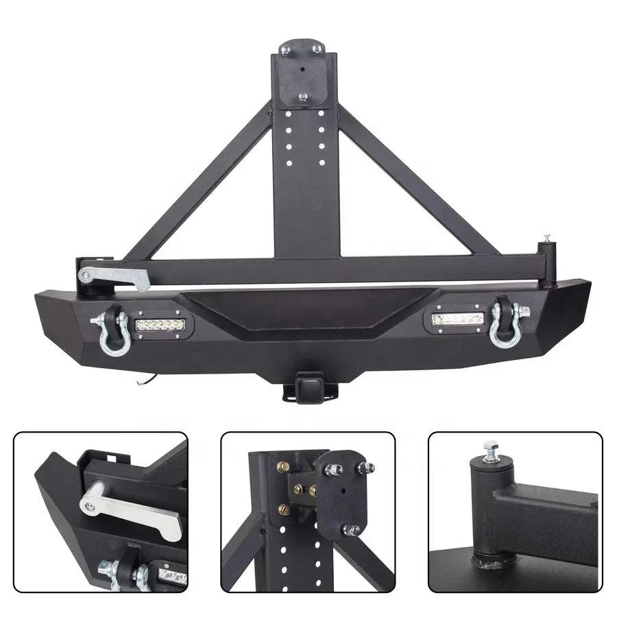 Textured Black Car Rear Bumpers With Tire Carrier For Wrangler JK 2007-2017