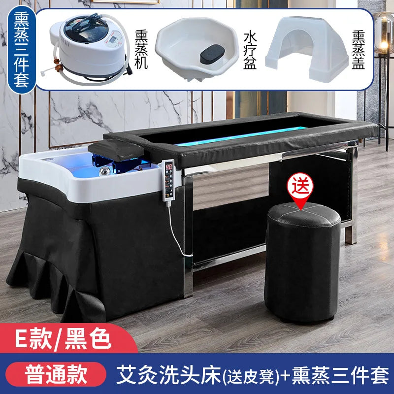 Thai style Head Therapy Hair Washing Bed with Water Circulation Fumigation Bed Fully Automatic Moxibustion Bed for Whole Body