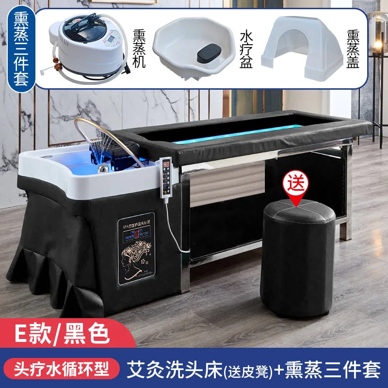 Thai style Head Therapy Hair Washing Bed with Water Circulation Fumigation Bed Fully Automatic Moxibustion Bed for Whole Body