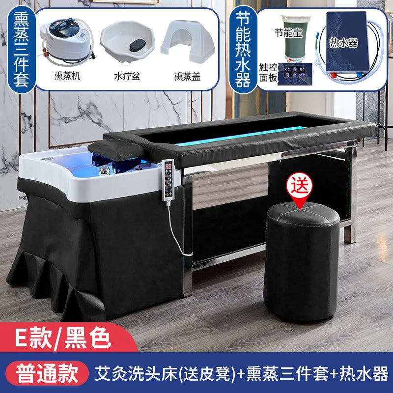 Thai style Head Therapy Hair Washing Bed with Water Circulation Fumigation Bed Fully Automatic Moxibustion Bed for Whole Body