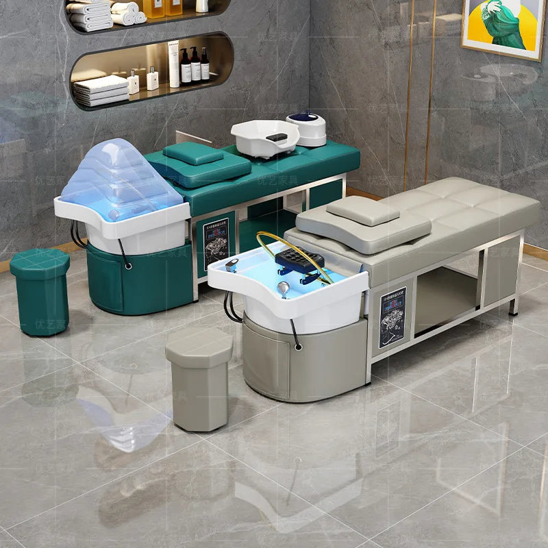 Thai style hair therapy, shampoo bed, constant temperature water circulation, fumigation, massage, high-end hair salon,