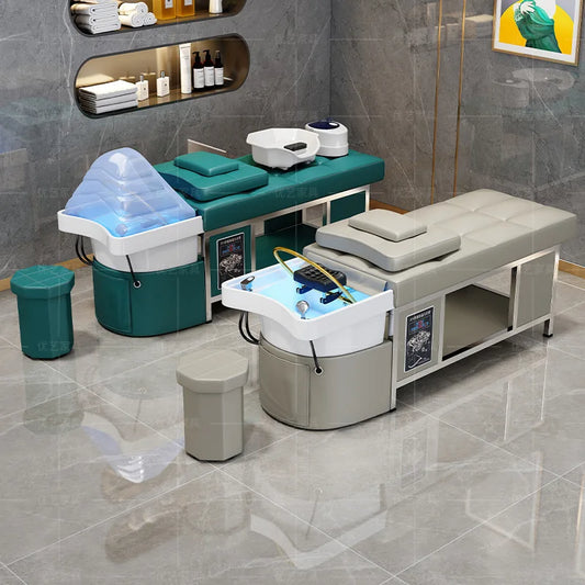 Thai style hair therapy, shampoo bed, constant temperature water circulation, fumigation, massage, high-end hair salon,