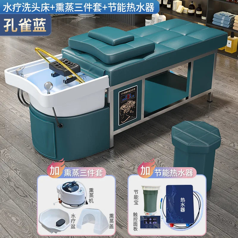 Thai style hair therapy, shampoo bed, constant temperature water circulation, fumigation, massage, high-end hair salon,