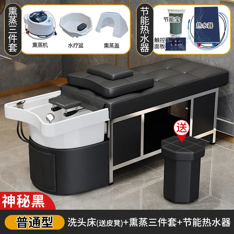 Thai style hair therapy, shampoo bed, constant temperature water circulation, fumigation, massage, high-end hair salon,