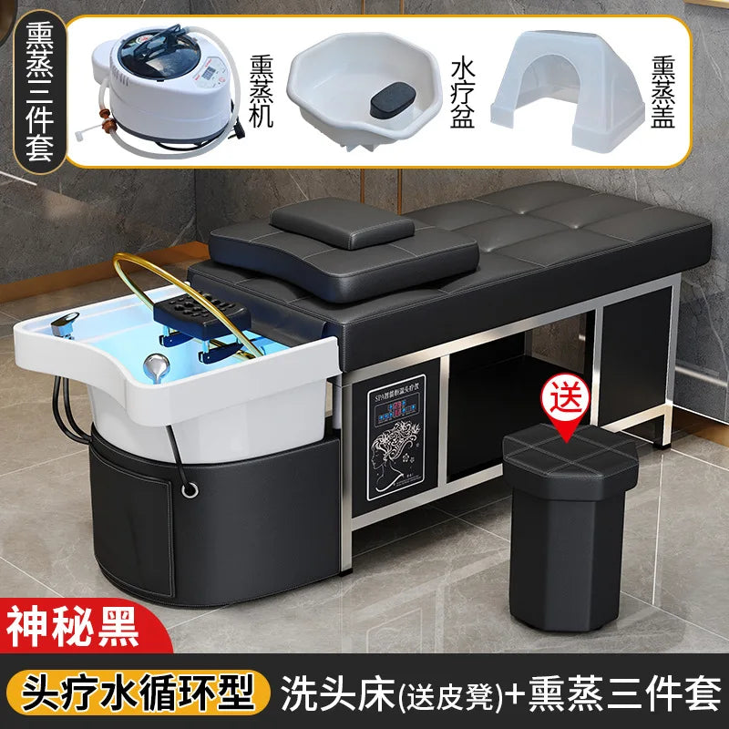 Thai style hair therapy, shampoo bed, constant temperature water circulation, fumigation, massage, high-end hair salon,