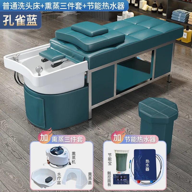 Thai style hair therapy, shampoo bed, constant temperature water circulation, fumigation, massage, high-end hair salon,