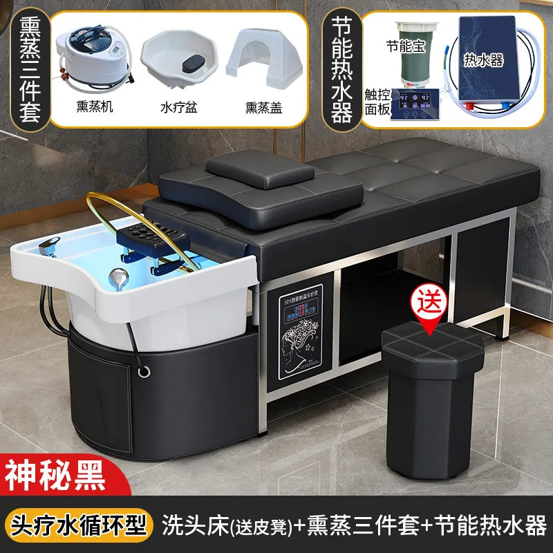 Thai style hair therapy, shampoo bed, constant temperature water circulation, fumigation, massage, high-end hair salon,