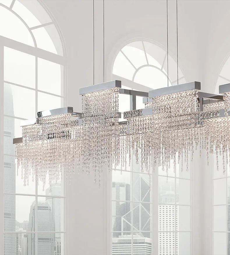 The new villa restaurant lamp post-modern hotel reception club bar light luxury crystal art deco chandelier