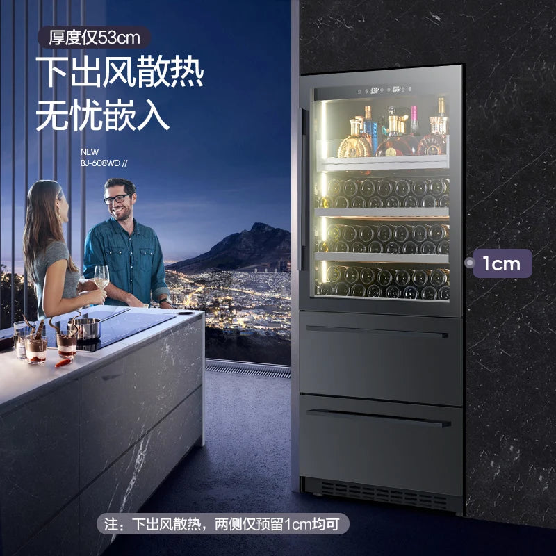 The red wine cabinet is ultra-thin and can be embedded into the display cabinet of constant temperature household tea beverage,