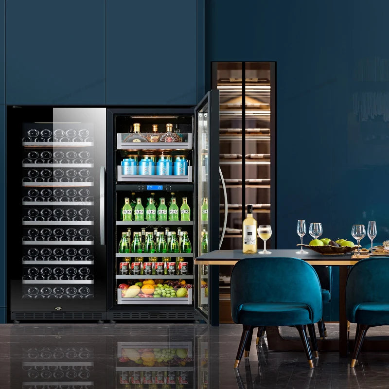 Thermostatic Ice Bar Wine Cabinet Dual Temperature Air Cooled Red Wine Cabinet Household Living Room Refrigerator Glass Freezer