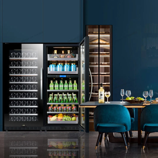 Thermostatic Ice Bar Wine Cabinet Dual Temperature Air Cooled Red Wine Cabinet Household Living Room Refrigerator Glass Freezer