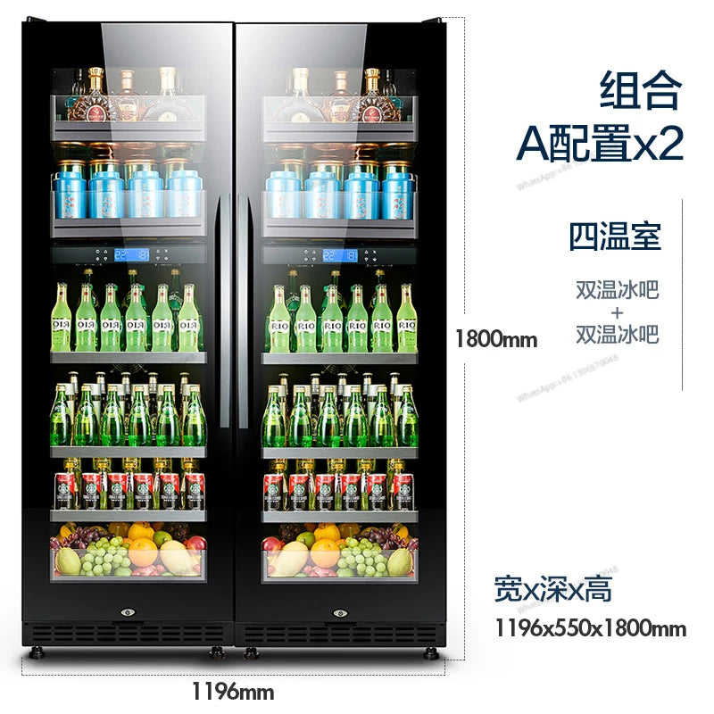 Thermostatic Ice Bar Wine Cabinet Dual Temperature Air Cooled Red Wine Cabinet Household Living Room Refrigerator Glass Freezer