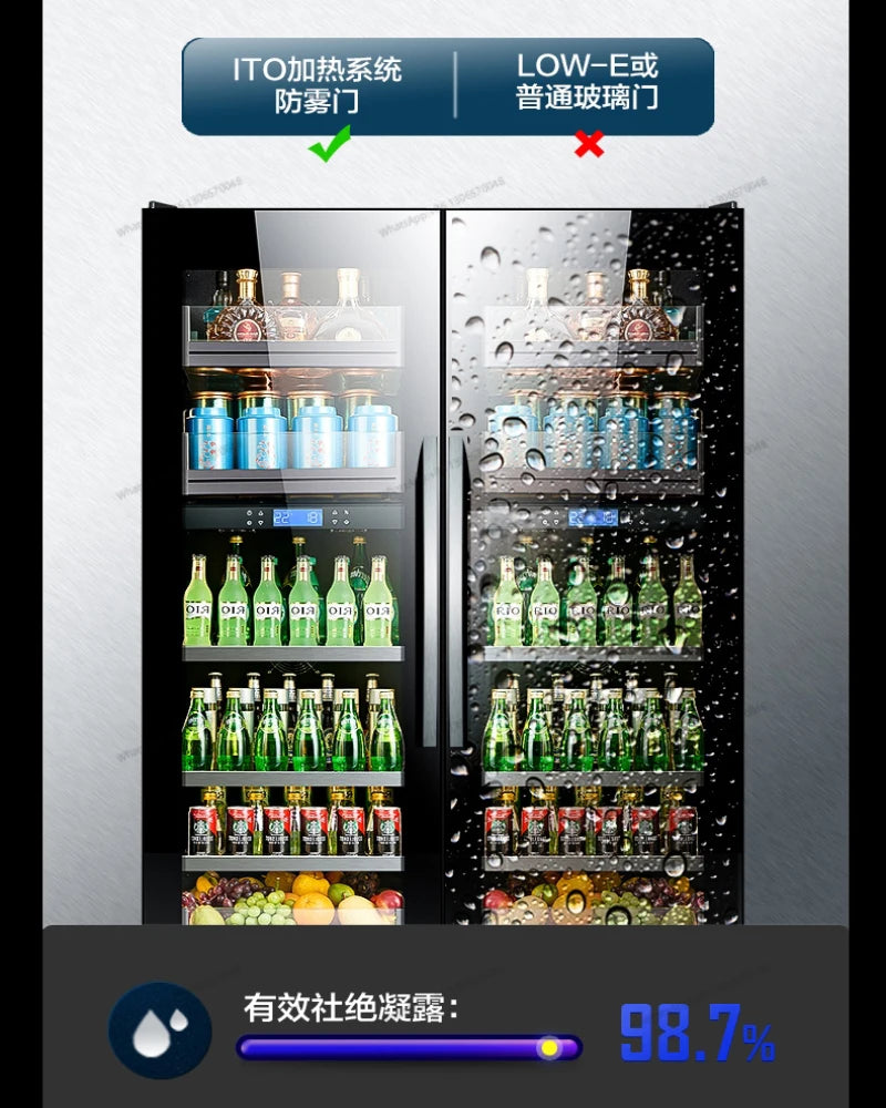 Thermostatic Ice Bar Wine Cabinet Dual Temperature Air Cooled Red Wine Cabinet Household Living Room Refrigerator Glass Freezer