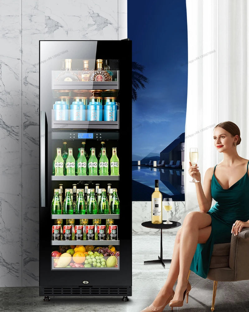 Thermostatic Ice Bar Wine Cabinet Dual Temperature Air Cooled Red Wine Cabinet Household Living Room Refrigerator Glass Freezer