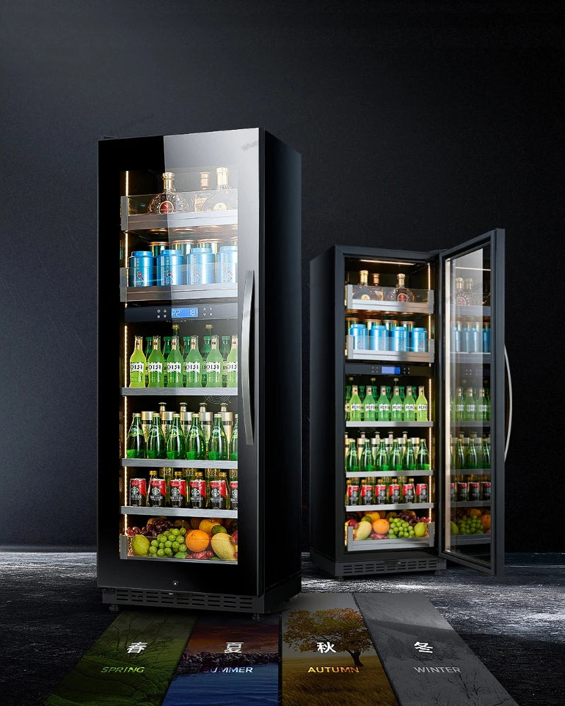 Thermostatic Ice Bar Wine Cabinet Dual Temperature Air Cooled Red Wine Cabinet Household Living Room Refrigerator Glass Freezer