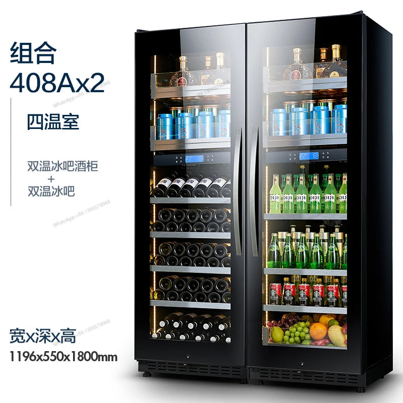 Thermostatic Ice Bar Wine Cabinet Dual Temperature Air Cooled Red Wine Cabinet Household Living Room Refrigerator Glass Freezer