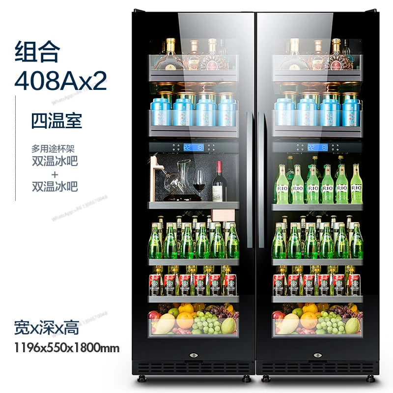 Thermostatic Ice Bar Wine Cabinet Dual Temperature Air Cooled Red Wine Cabinet Household Living Room Refrigerator Glass Freezer