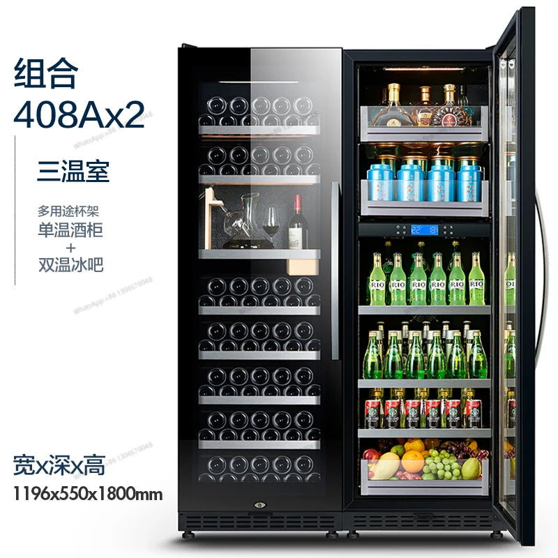 Thermostatic Ice Bar Wine Cabinet Dual Temperature Air Cooled Red Wine Cabinet Household Living Room Refrigerator Glass Freezer