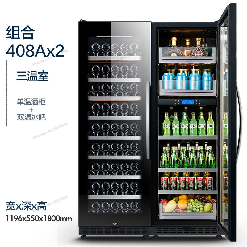 Thermostatic Ice Bar Wine Cabinet Dual Temperature Air Cooled Red Wine Cabinet Household Living Room Refrigerator Glass Freezer